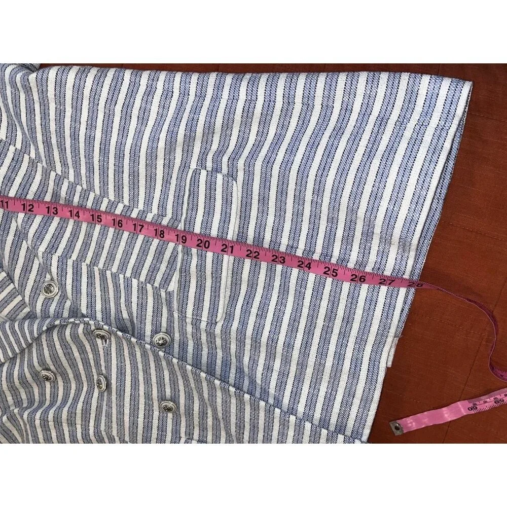 J.Jill Blue & White Striped Double-Breasted Lined Women's Blazer Jacket Size 2X